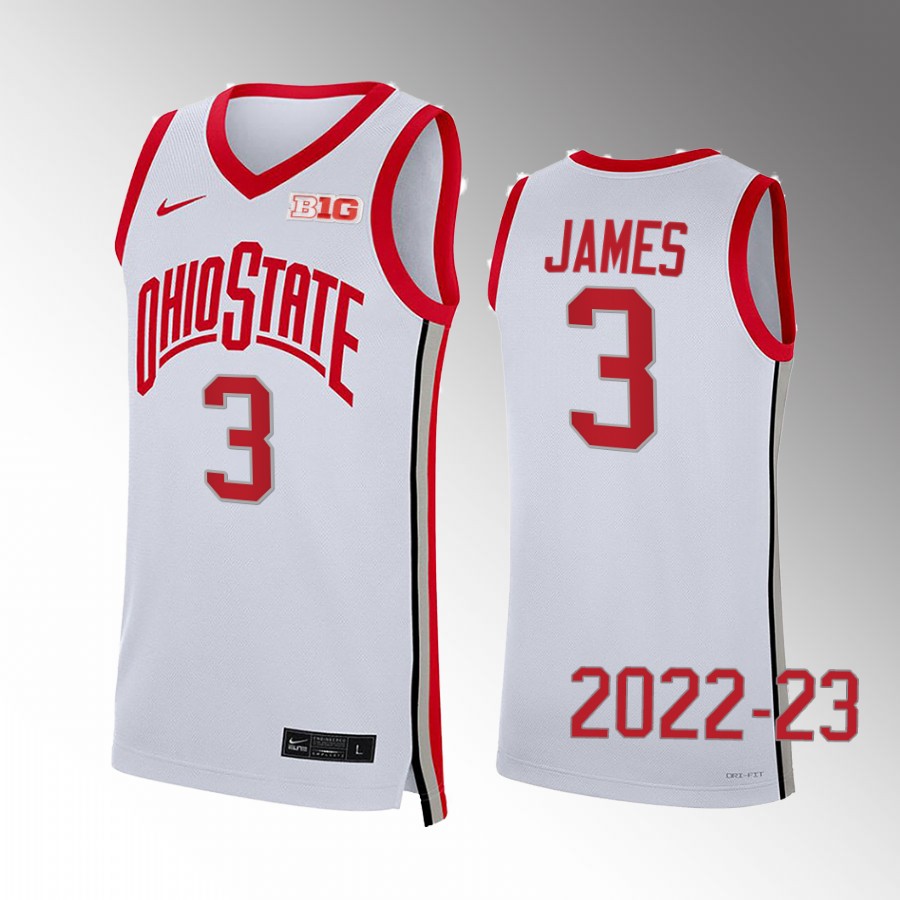 Bronny James Ohio State Buckeyes White Jersey 2022-23 College