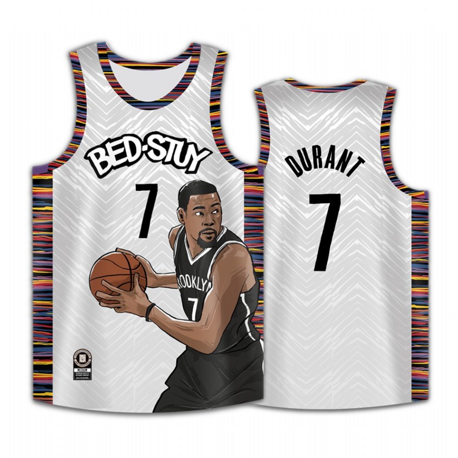 Brooklyn Nets #7 Kevin Durant Jersey Cool Man White
