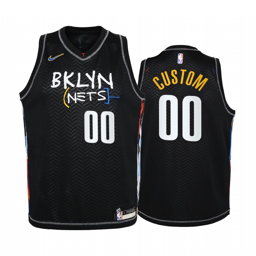 Brooklyn Nets Custom 2020-21 City Black Youth Jersey - Honor Basquiat