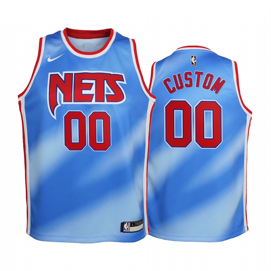 Brooklyn Nets Custom 2020-21 Hardwood Classics Blue Youth Jersey -
