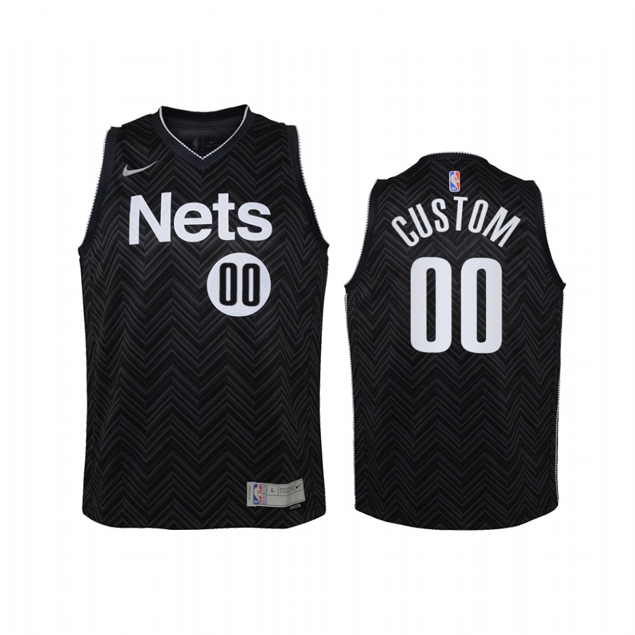 Brooklyn Nets Custom 2021 Earned Edition Black Youth Jersey Swingman #00