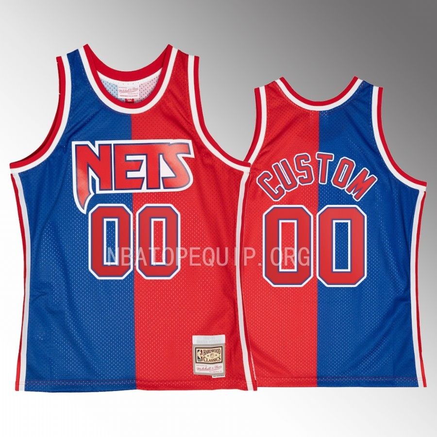 Brooklyn Nets Custom Hardwood Classics #00 Blue Red Split Swingman Jersey