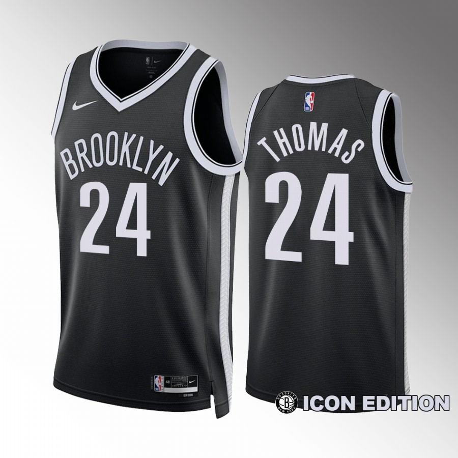 Brooklyn Nets Icon Edition Cam Thomas Black #24 Jersey 2022-23 Swingman
