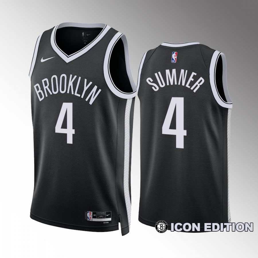 Brooklyn Nets Icon Edition Edmond Sumner Black #4 Jersey 2022-23 Swingman