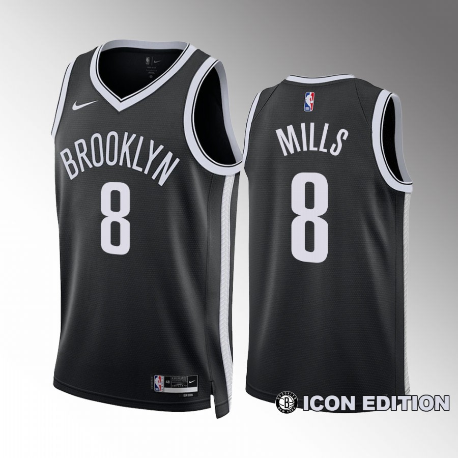 Brooklyn Nets Icon Edition Patty Mills Black #8 Jersey 2022-23 Swingman