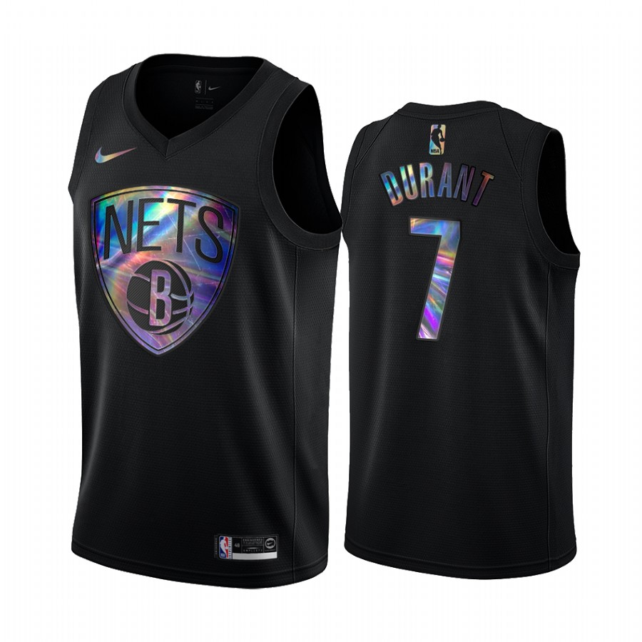 Brooklyn Nets Kevin Durant #7 Jersey Iridescent Holographic Black Limited Edition