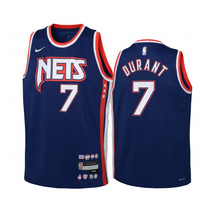 Brooklyn Nets Kevin Durant City Edition Blue Youth Jersey NBA 75th Season #7