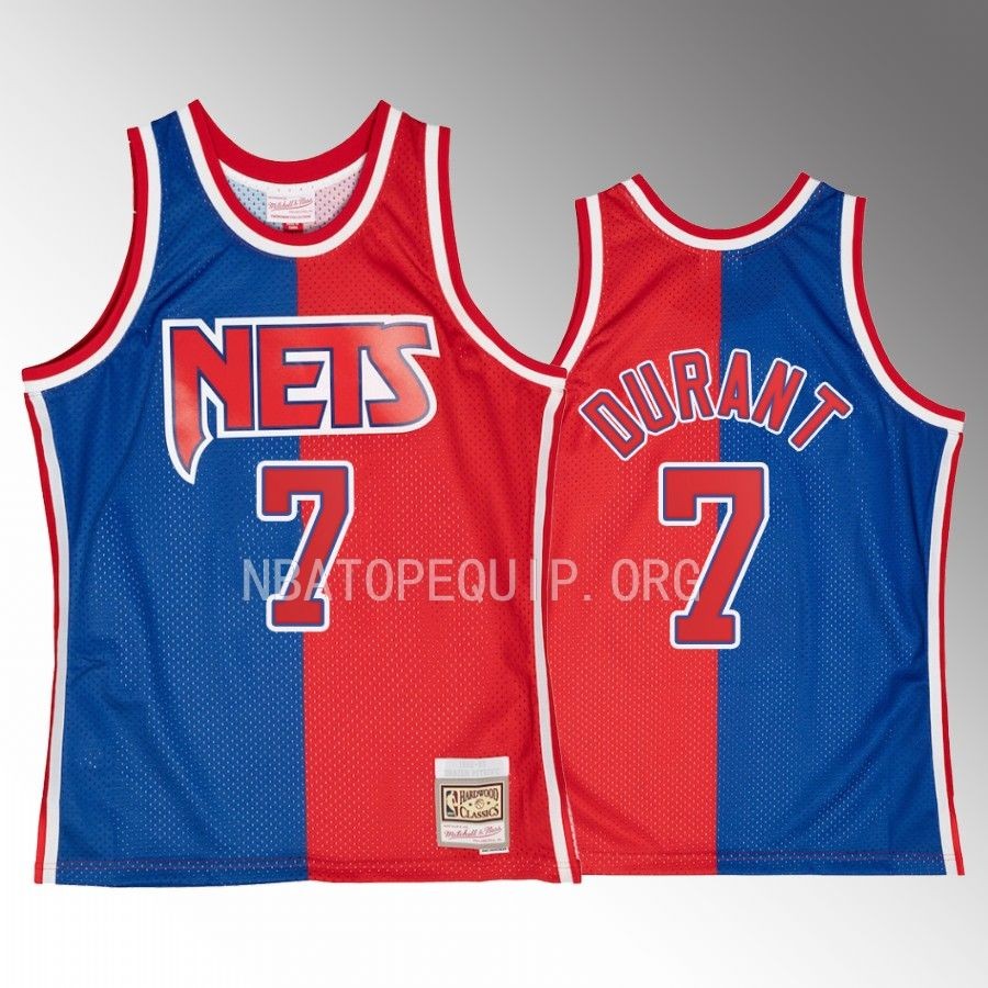 Brooklyn Nets Kevin Durant Hardwood Classics #7 Blue Red Split Swingman Jersey