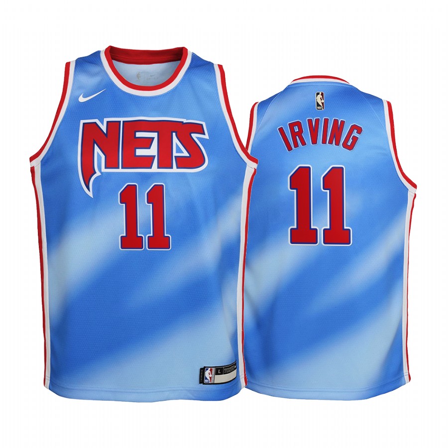 Brooklyn Nets Kyrie Irving 2020-21 Hardwood Classics Blue Youth Jersey -
