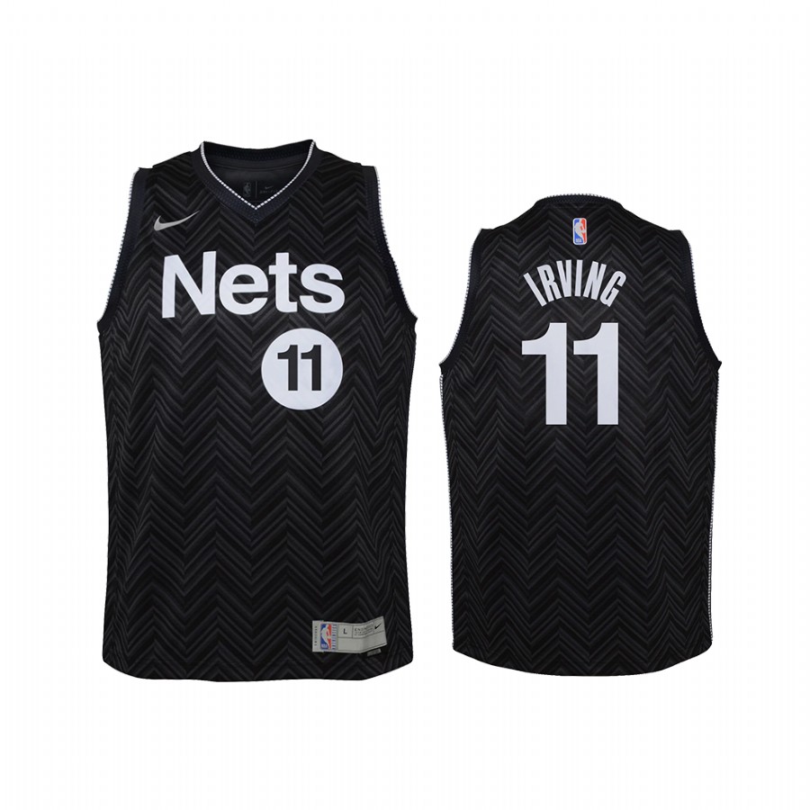 Brooklyn Nets Kyrie Irving 2021 Earned Edition Black Youth Jersey Swingman #11