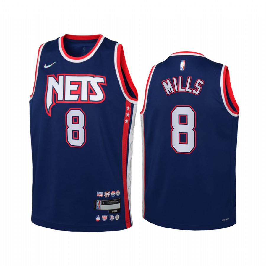 Brooklyn Nets Patty Mills City Edition Blue Youth Jersey NBA 75th Season #8