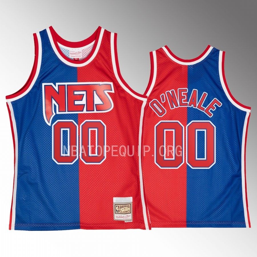Brooklyn Nets Royce O'Neale Hardwood Classics #00 Blue Red Split Swingman Jersey