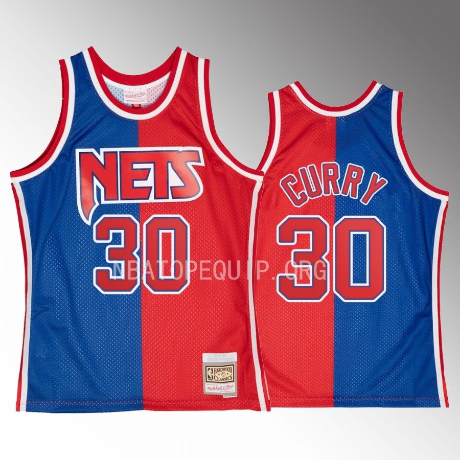 Brooklyn Nets Seth Curry Hardwood Classics #30 Blue Red Split Swingman Jersey