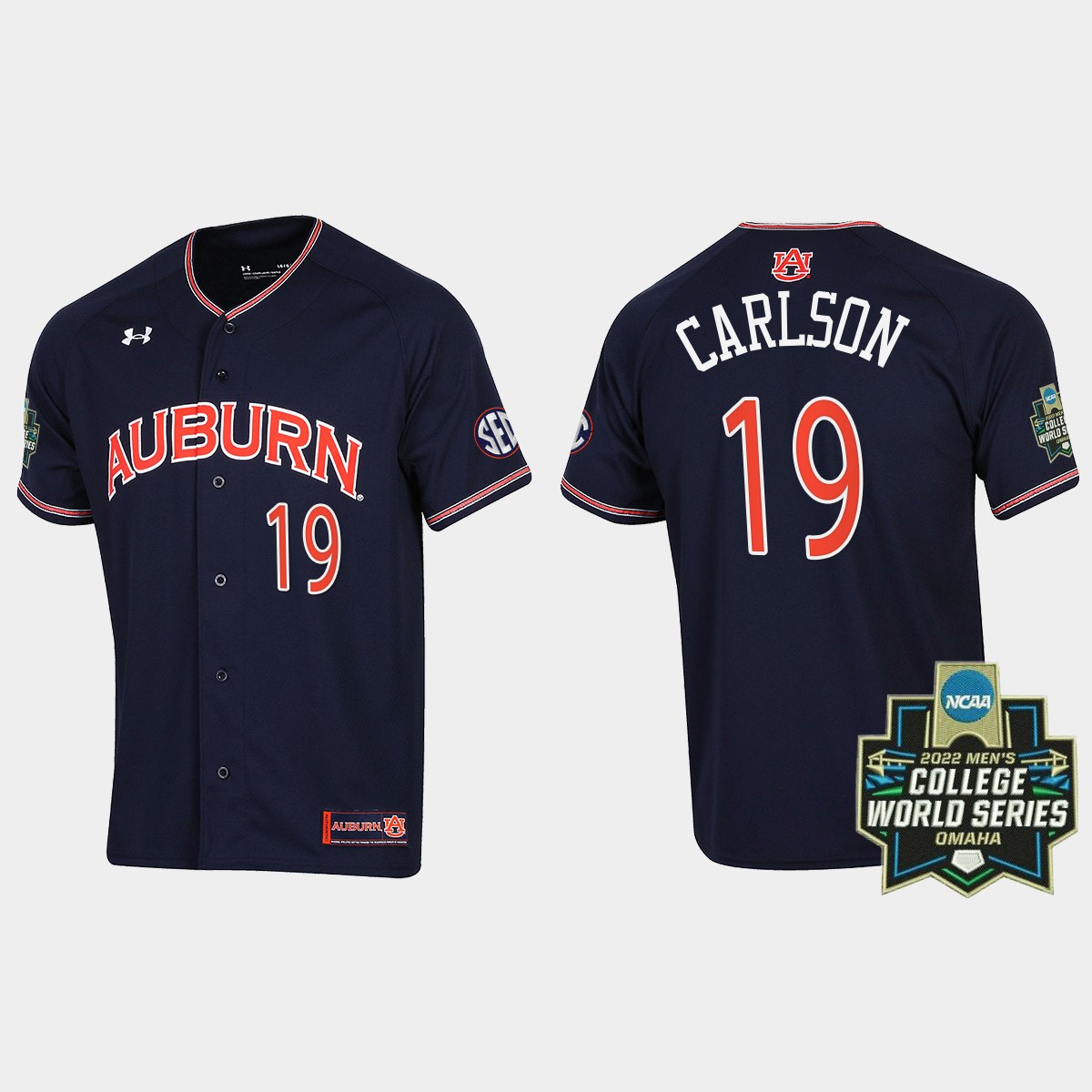 Brooks Carlson Auburn Tigers 2022 World Series  Jersey - Navy