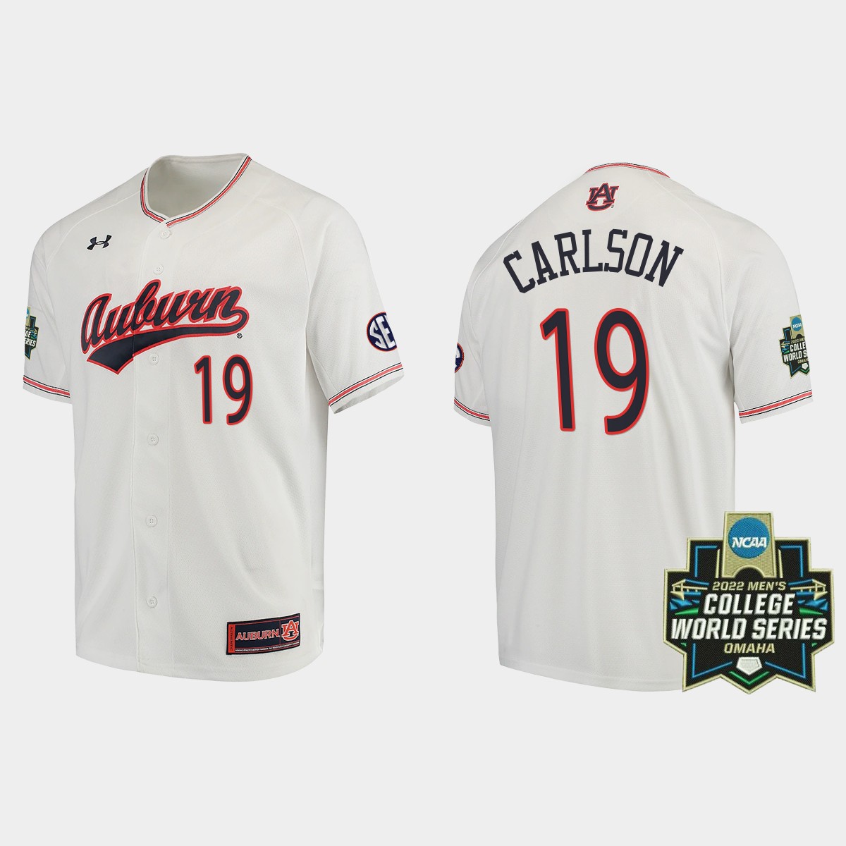 Brooks Carlson Auburn Tigers 2022 World Series  Jersey - White