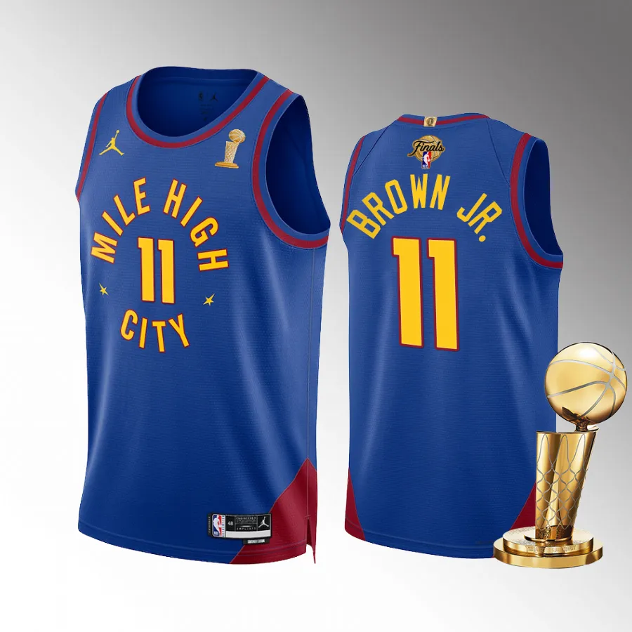 Bruce Brown Jr. 2023 NBA Finals Champions Denver Nuggets Blue #11 Jersey Statement