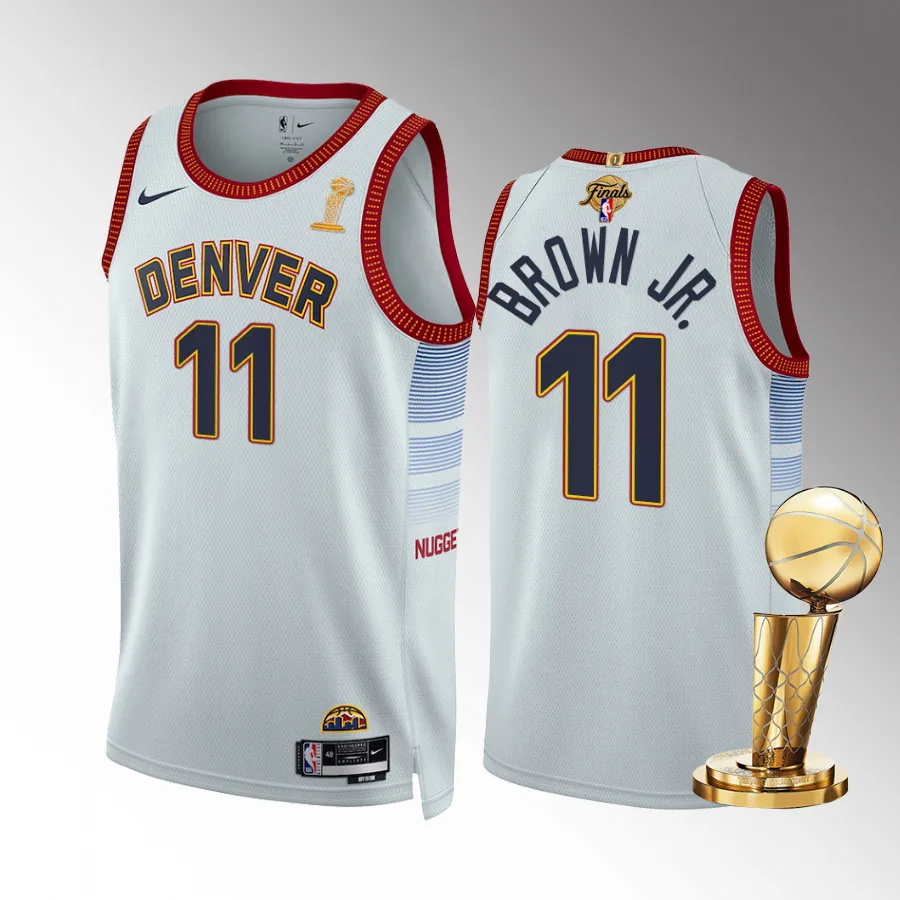 Bruce Brown Jr. 2023 NBA Finals Champions Denver Nuggets White #11 Jersey City Edition