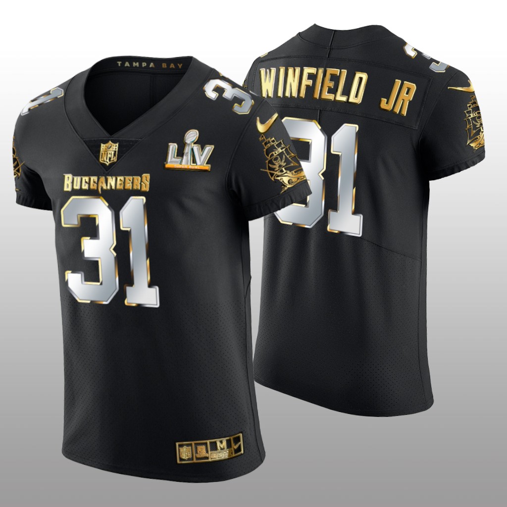 Buccaneers Antoine Winfield Jr. Black Golden Elite Jersey Super Bowl LV