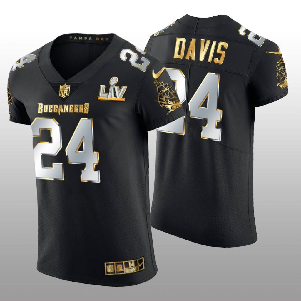 Buccaneers Carlton Davis Black Golden Elite Jersey Super Bowl LV