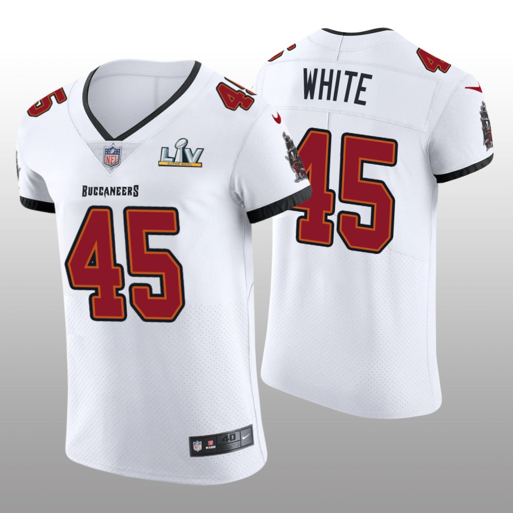 Buccaneers Devin White White Vapor Elite Jersey Super Bowl LV