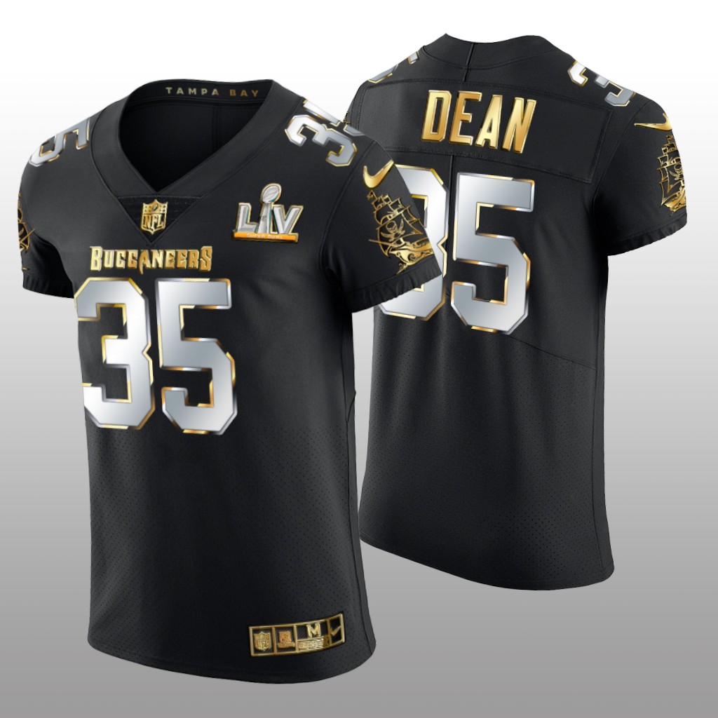 Buccaneers Jamel Dean Black Golden Elite Jersey Super Bowl LV