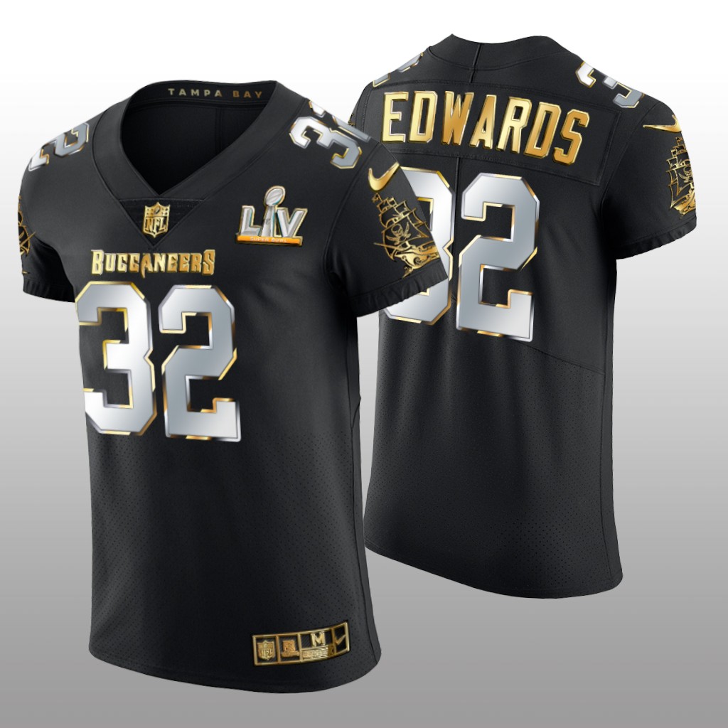 Buccaneers Mike Edwards Black Golden Elite Jersey Super Bowl LV