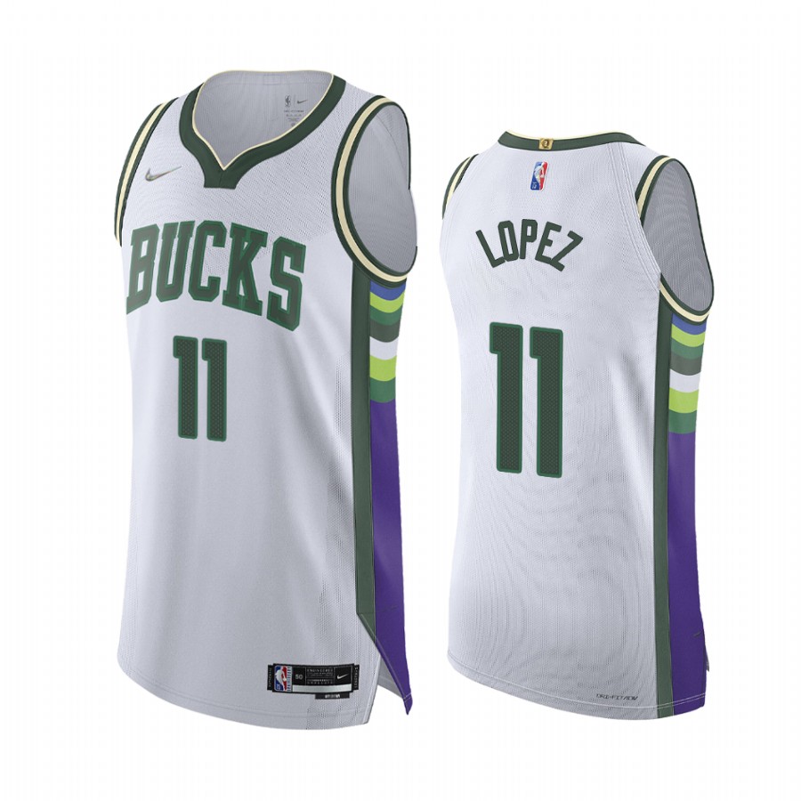 Bucks #11 Brook Lopez White Jersey NBA 75th City Edition 2021-22