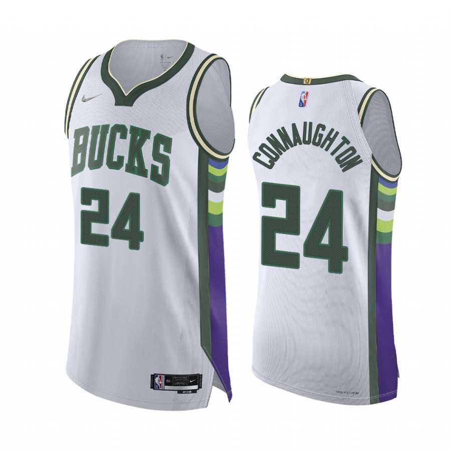 Bucks #24 Pat Connaughton White Jersey NBA 75th City Edition 2021-22