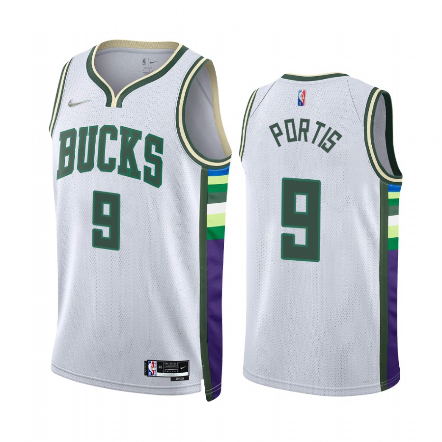 Bucks Bobby Portis City Edition White 2021-22 Jersey Diamond 75th Anniversary