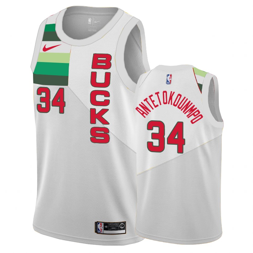 Bucks Giannis Antetokounmpo #34 Male Earned Edition White Jersey