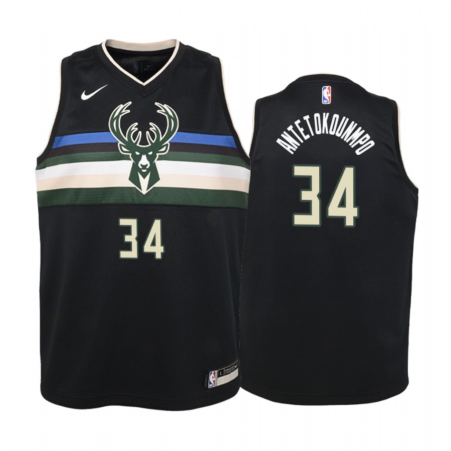 Bucks Giannis Antetokounmpo 2019-20 Youth Statement Black Jersey