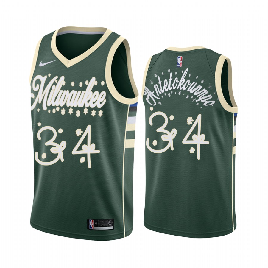 Bucks Giannis Antetokounmpo 2020 Xmas Jersey Festive Special Edition Green