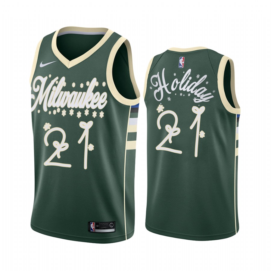 Bucks Jrue Holiday 2020 Xmas Jersey Festive Special Edition Green