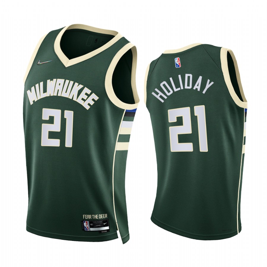 Bucks Jrue Holiday 75th Diamond Anniversary Green #21 Jersey 2021-22