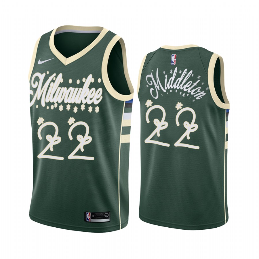 Bucks Khris Middleton 2020 Xmas Jersey Festive Special Edition Green