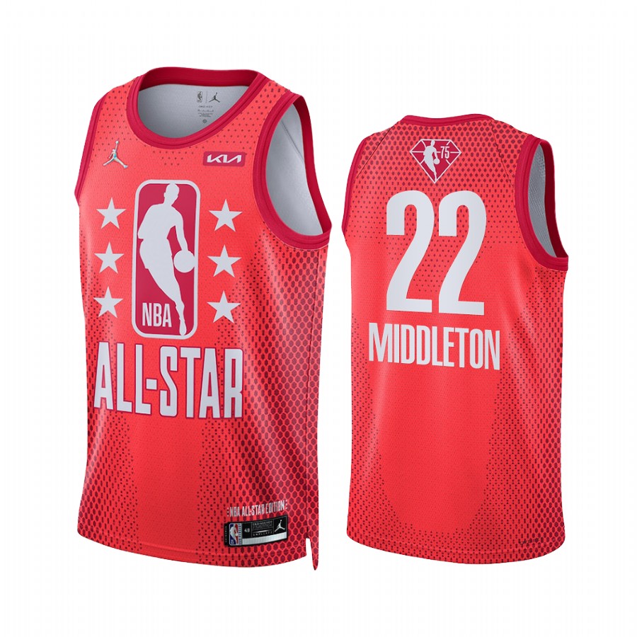 Bucks Khris Middleton 2022 NBA All-Star Jersey Maroon Reserves Uniform