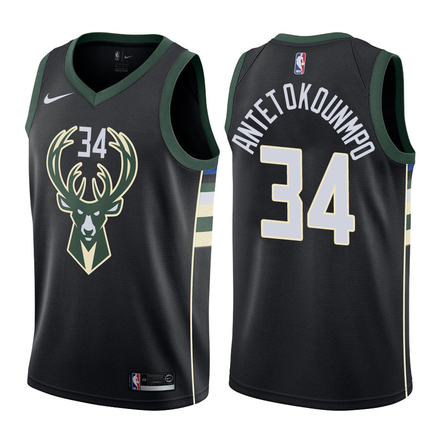 Bucks Male Giannis Antetokounmpo #34 2017-18 Statement Black Jersey