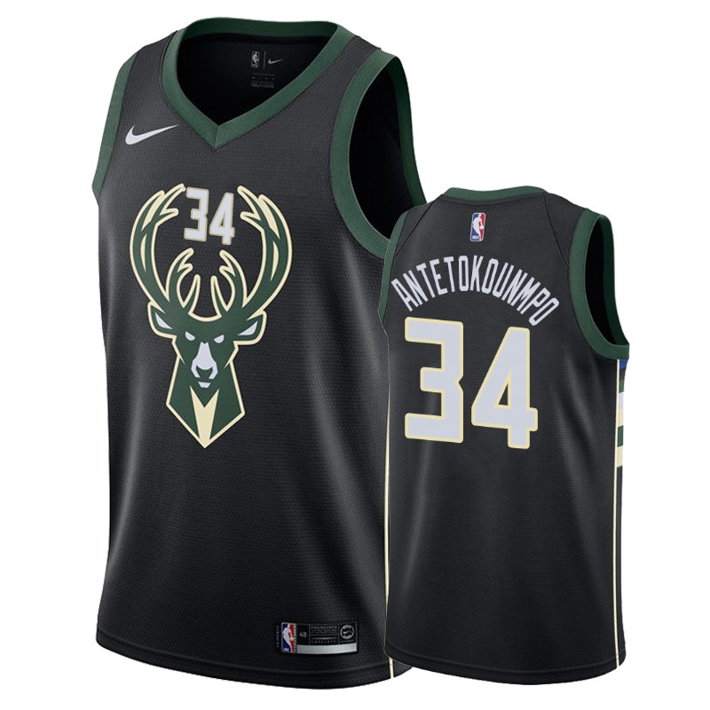 Bucks Male Giannis Antetokounmpo #34 2018-2019 Statement Black Jersey