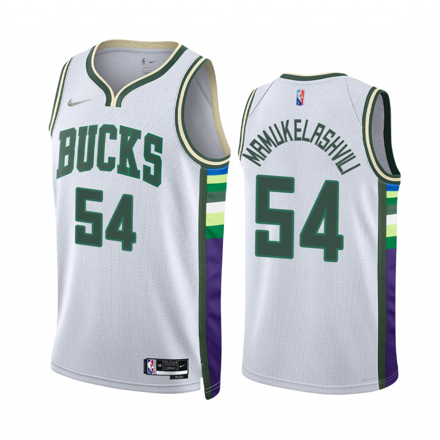 Bucks Sandro Mamukelashvili City Edition White 2021-22 Jersey Diamond 75th Anniversary