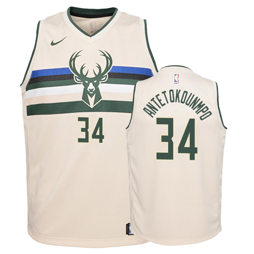Bucks Youth Giannis Antetokounmpo #34 City Cream Jersey