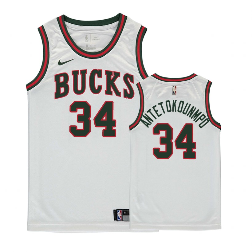 Bucks Youth Giannis Antetokounmpo #34 Classic Edition White Jersey