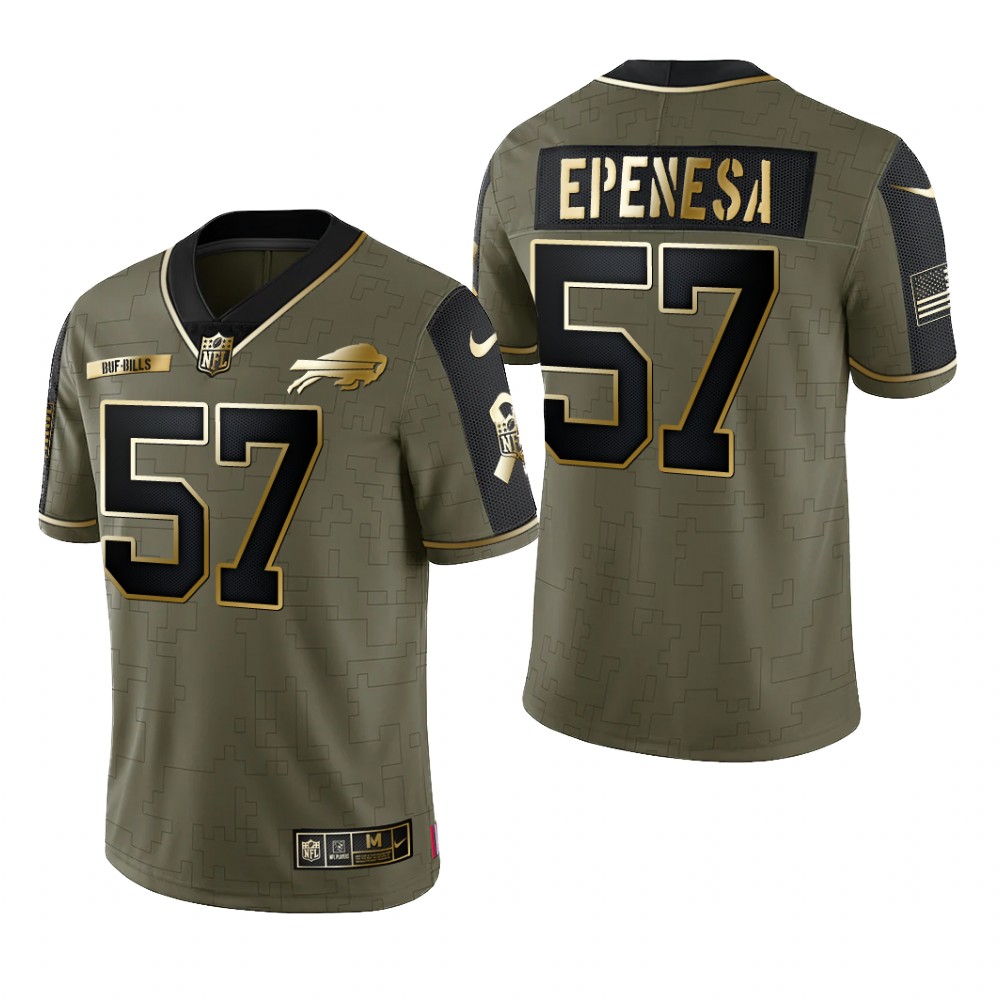Buffalo Bills A.J. Epenesa Olive Gold Limited Jersey 2021 Salute To Service - Men's