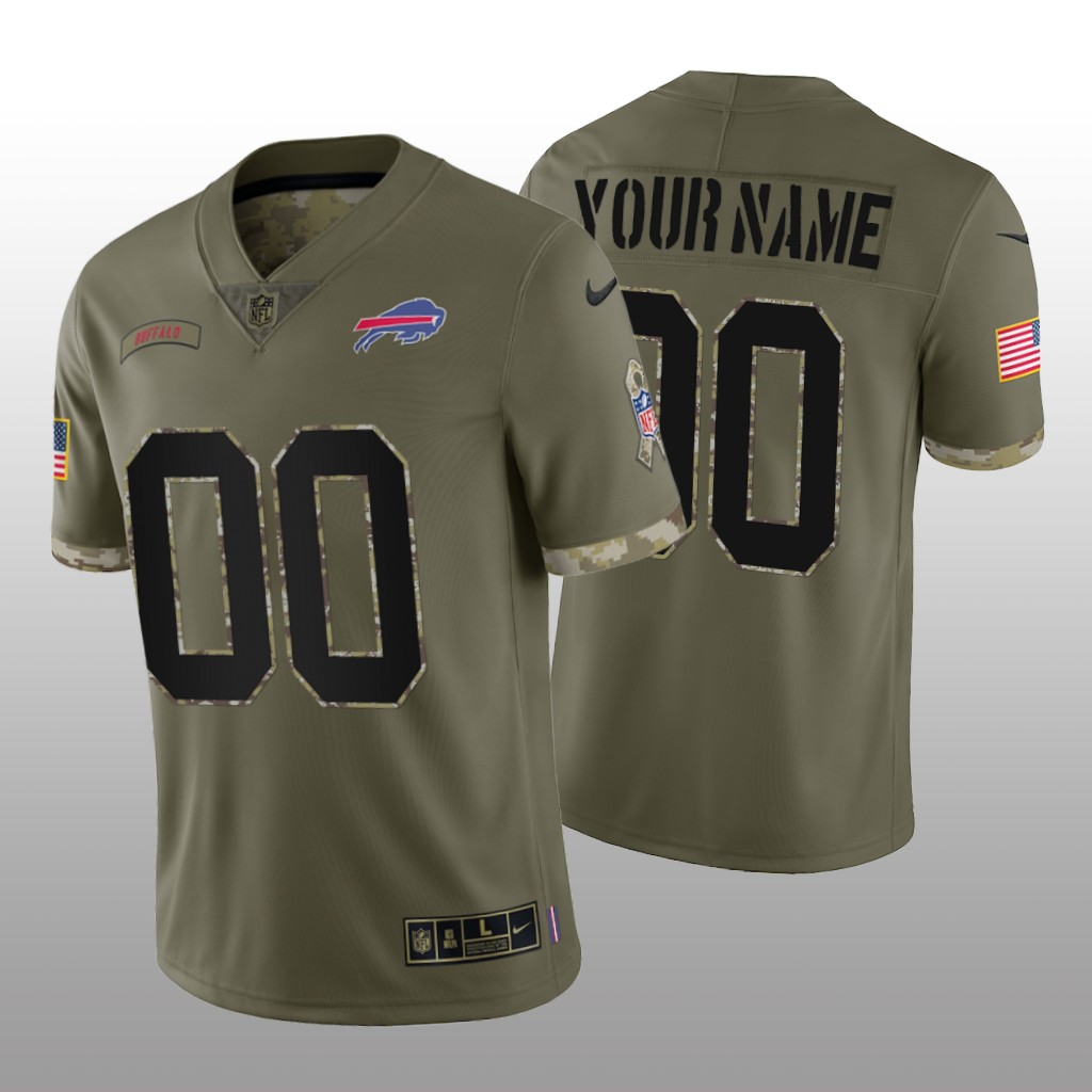 Buffalo Bills Custom Olive Jersey 2022 Salute To Service - Men's