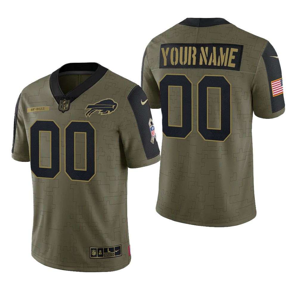 Buffalo Bills Custom Olive Limited Jersey 2021 Salute To Service - Men's
