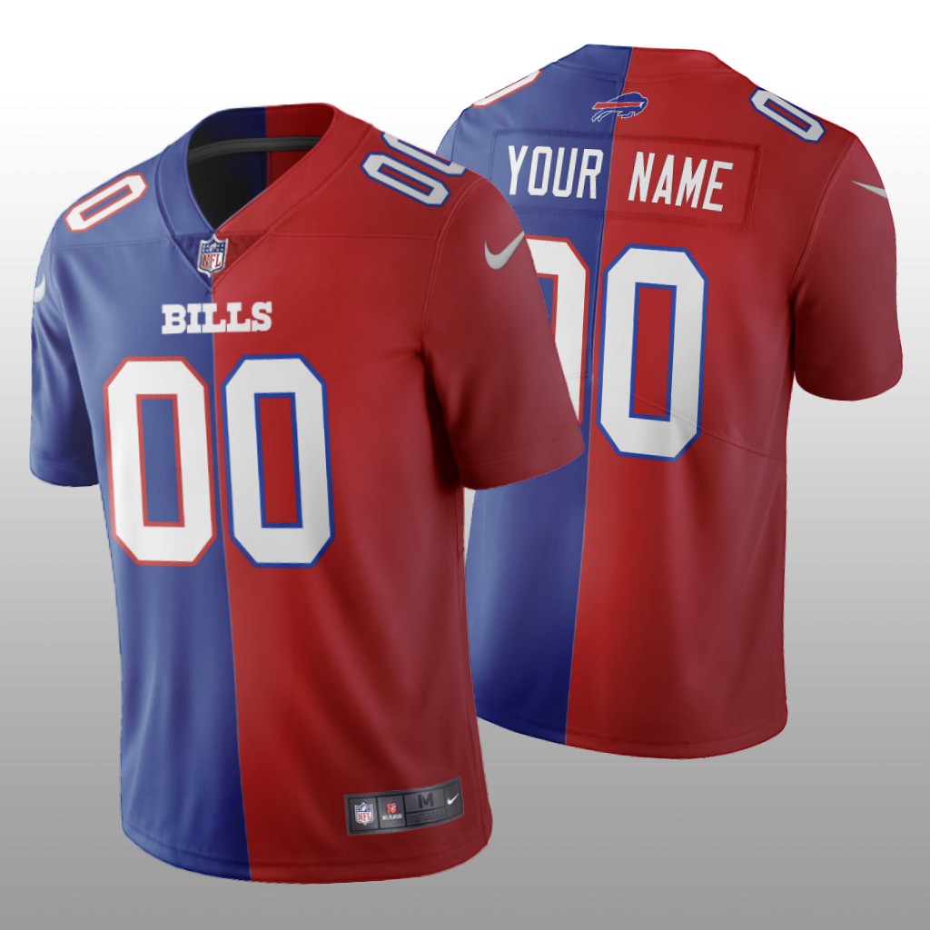 Buffalo Bills Custom Royal Red Vapor Limited Split Jersey Two Tone - Men's
