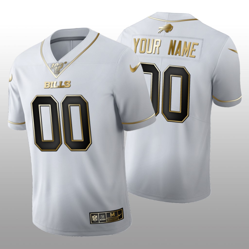Buffalo Bills Custom White Golden Edition Jersey 100th Season Men's