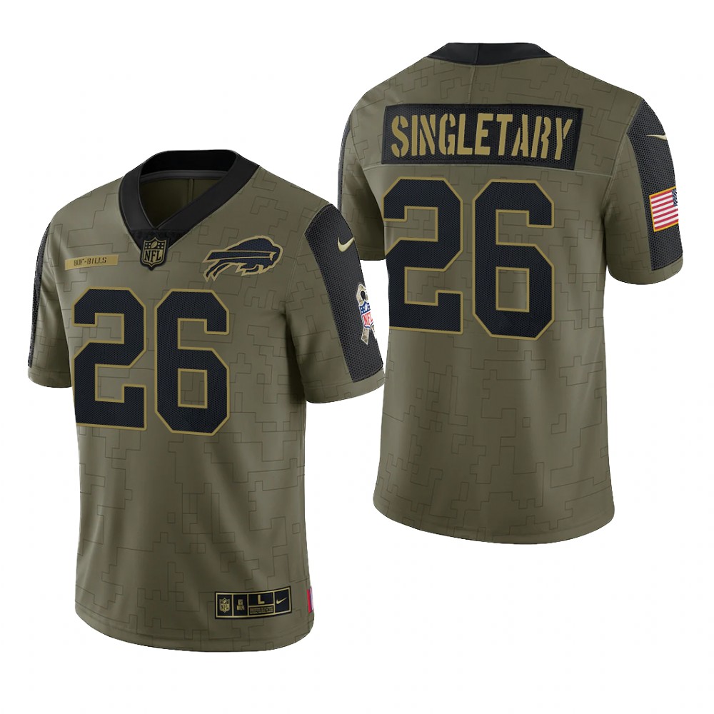 Buffalo Bills Devin Singletary Olive Limited Jersey 2021 Salute To Service - Men's