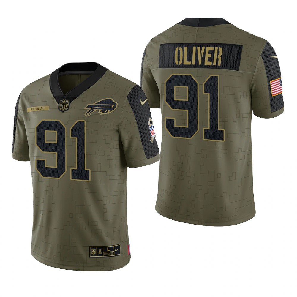 Buffalo Bills Ed Oliver Olive Limited Jersey 2021 Salute To Service - Men's