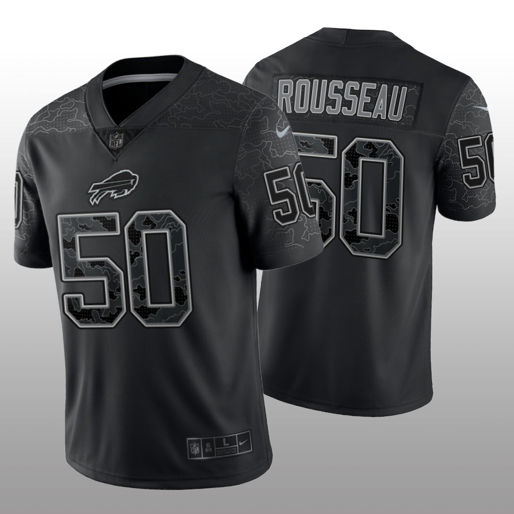 Buffalo Bills Gregory Rousseau Black Jersey Reflective Limited  - Men's