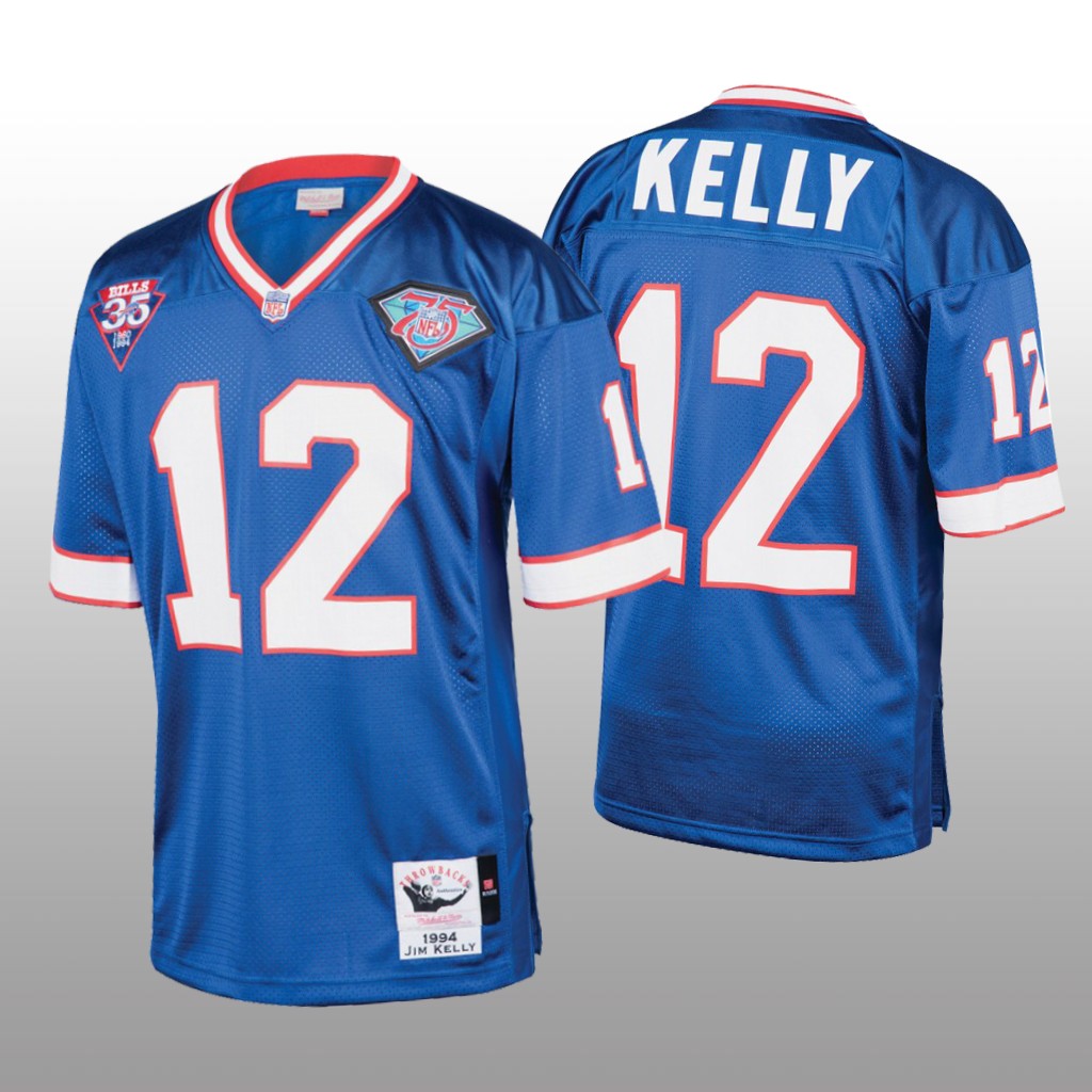 Buffalo Bills Jim Kelly Mitchell & Ness Royal Throwback 1994 Jersey - Men's